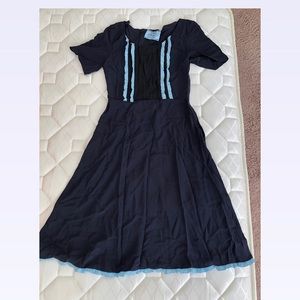 Prada Silk Dress Navy Short Sleeve Womens IT38 New Without Tag